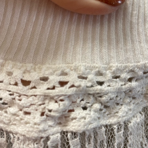 Free People White, Waffle, Raw Hem Top - Picture 12 of 15